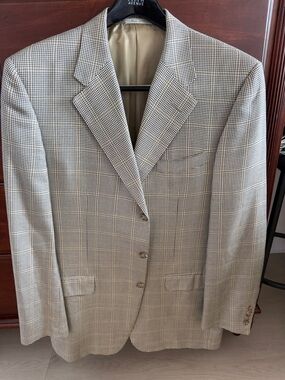 Corneliani Glen Plaid Sport Coat in Beige and Black